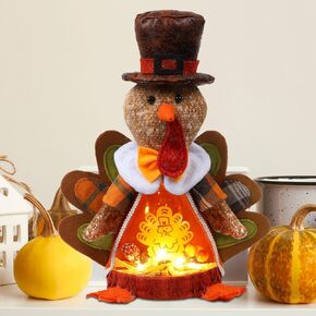 10 Inches Plush Light Up Turkey Toy Holiday Present,Lighted Thanksgiving Turkey, Thanksgiving Gifts Winter Mantle Tabletop Decor in Kuwait