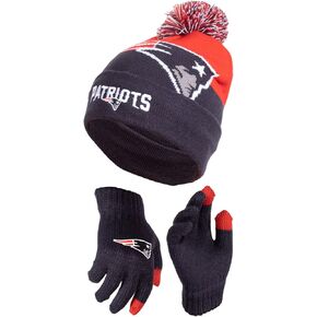 Ultra Game NFL Mens Womens Super Soft Winter Beanie Knit Hat With Extra Warm Touch Screen Gloves