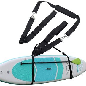 Paddleboard Carrier Kayak Surfboard Shoulder Strap/Hands-Free SUP Carrying Strap Boards,Adjustable Heavy-Duty Carrying Support,with Metal Accessories & Drawstring Bag (Black)