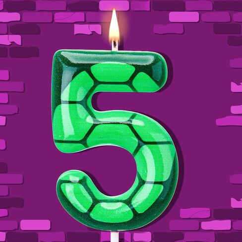 Number 5 Cartoon Turtle Theme Birthday Candle Green Turtle Themed Birthday Candle Numeral Birthday Cake Topper for Kids Boys Girls and Green Theme Birthday Decoration Supplies in Saudi Arabia