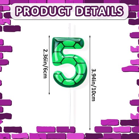 Number 5 Cartoon Turtle Theme Birthday Candle Green Turtle Themed Birthday Candle Numeral Birthday Cake Topper for Kids Boys Girls and Green Theme Birthday Decoration Supplies in Saudi Arabia