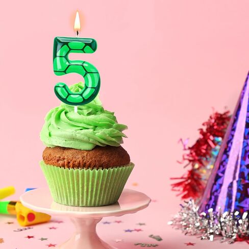 Number 5 Cartoon Turtle Theme Birthday Candle Green Turtle Themed Birthday Candle Numeral Birthday Cake Topper for Kids Boys Girls and Green Theme Birthday Decoration Supplies in Saudi Arabia