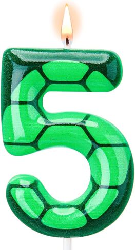 Number 5 Cartoon Turtle Theme Birthday Candle Green Turtle Themed Birthday Candle Numeral Birthday Cake Topper for Kids Boys Girls and Green Theme Birthday Decoration Supplies in Saudi Arabia