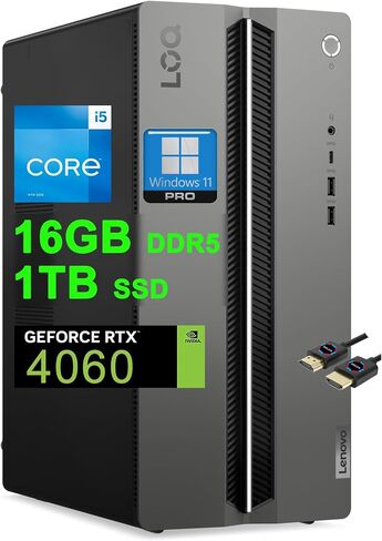 Lenovo LOQ Gaming Desktop | Intel 10-core i5-14400F Processor | 16GB DDR5 1TB SSD | GeForce RTX 4060 8GB Graphic | USB-C DisplayPort Win11Pro Black + HDMI Cable in Saudi Arabia