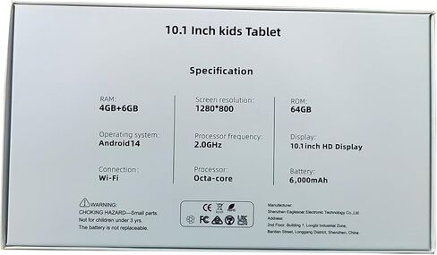 10 inch Kids Tablet Android 14 Tablet for Kids with Case, Octa-Core 10GB+64GB, iWawa Installed, Parental Control, WiFi, Bth 5.2, Dual Camera, 5000mAh Childrens Tablet for Toddler Gift(Blue) in Saudi Arabia