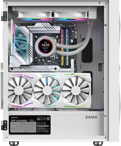 SAMA 3509 EATX ATX Mid Tower Gaming PC Case, 4 ARGB Fans, Mesh Fron White in Kuwait