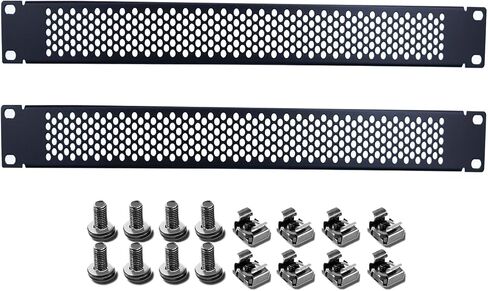 1U Blank Panel, 1U 19 Inch Blank Rack Mount Panel,1U Disassembled Rack Mount Cable Management Panel, 1U Rack Mount Panel Spacer W/Brush for Server Network Rack Enclosure Cabinet Cable (2pcs-Venting) in Saudi Arabia