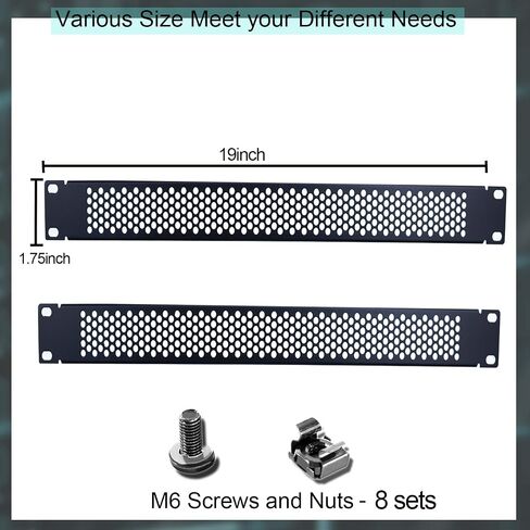 1U Blank Panel, 1U 19 Inch Blank Rack Mount Panel,1U Disassembled Rack Mount Cable Management Panel, 1U Rack Mount Panel Spacer W/Brush for Server Network Rack Enclosure Cabinet Cable (2pcs-Venting) in Saudi Arabia