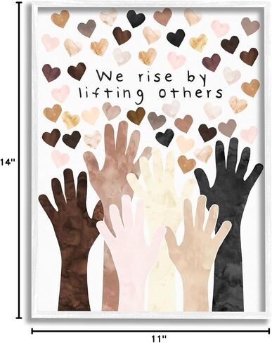 Stupell Industries We Rise by Lifting Others Quote Hands Hearts, Design by Erica Billups Wall Plaque, 10x15, White in Saudi Arabia