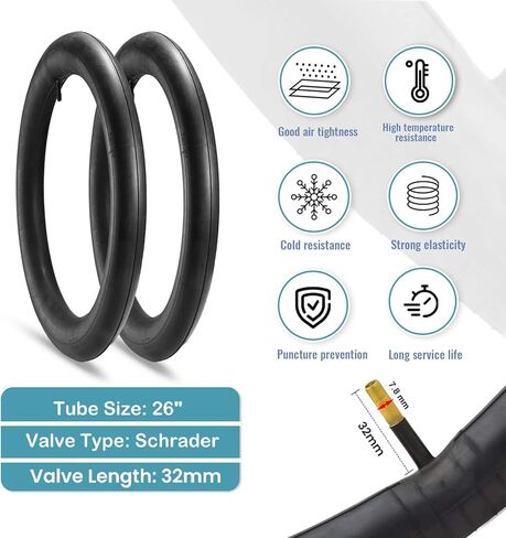 Hycline Mountain Bike Replacement Tire: 26x2.125 inch (56-559mm) Premium Butyl Rubber Puncture-Resistant Folding Bicycle Tire Compatible with MTB Off-Road Bike in Kuwait