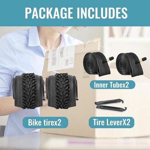 Hycline Mountain Bike Replacement Tire: 26x2.125 inch (56-559mm) Premium Butyl Rubber Puncture-Resistant Folding Bicycle Tire Compatible with MTB Off-Road Bike in Kuwait