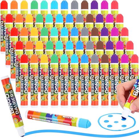 Crtiin 60 Pack Mixed Colors Set of Bingo Daubers Dot Markers Bingo Supplies in 12 Colors Dot Art Markers Dot Paint Craft Ideal for Art and Crafts Painting Supplies Drawing Coloring in Saudi Arabia