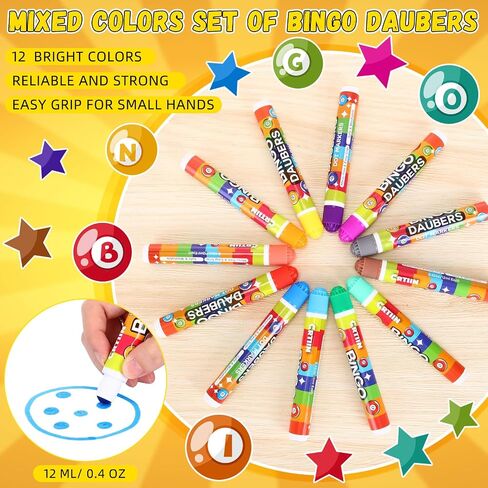 Crtiin 60 Pack Mixed Colors Set of Bingo Daubers Dot Markers Bingo Supplies in 12 Colors Dot Art Markers Dot Paint Craft Ideal for Art and Crafts Painting Supplies Drawing Coloring in Saudi Arabia