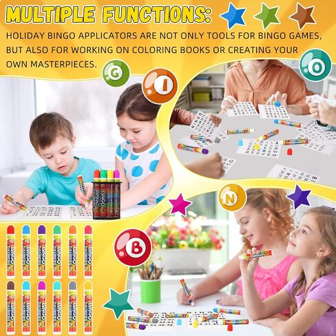 Crtiin 60 Pack Mixed Colors Set of Bingo Daubers Dot Markers Bingo Supplies in 12 Colors Dot Art Markers Dot Paint Craft Ideal for Art and Crafts Painting Supplies Drawing Coloring in Saudi Arabia