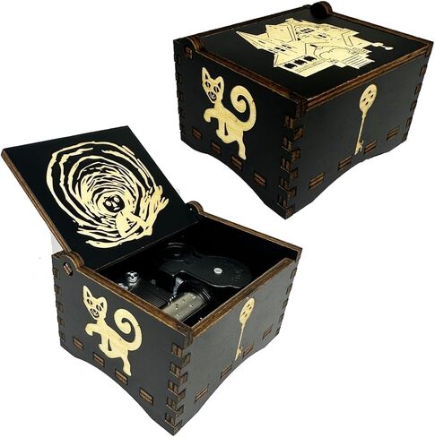 Youtang Coraline Music Box Engraved Wooden Gifts Mini Musical Box Play Dreaming for Birthday/Anniversary/Valentine's Day/Christmas (Wind up, Black) in Saudi Arabia