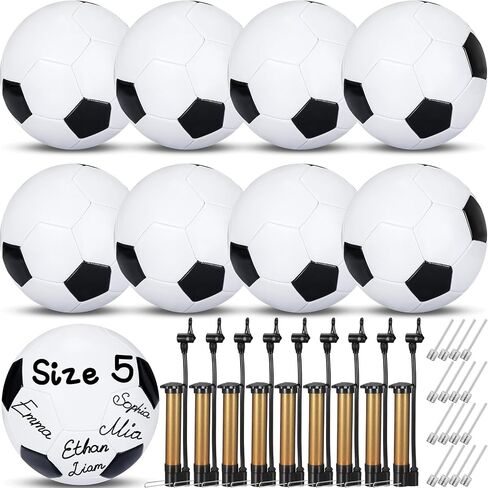 Jenaai 9 Pack Size 5 Deflated Soccer Ball Bulk Operation Christmas Blank Autograph Soccer Ball Child Gift Official Soccer Ball with Pump Needle for Signing Training Game Match Birthday Gift in Saudi Arabia