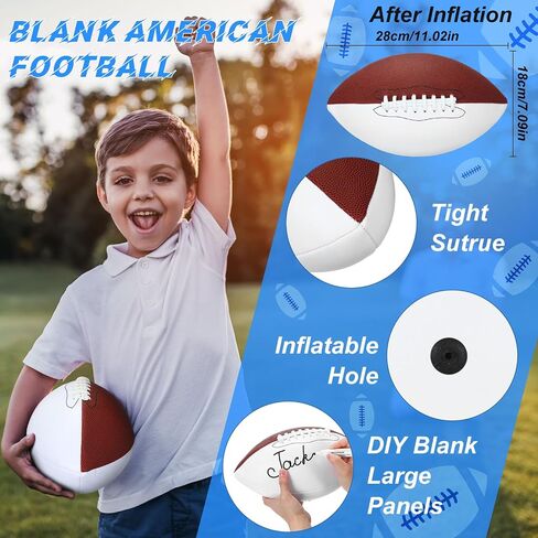 11.02in Blank Autograph Football Size 9 Blank Football with 1 Brown and 3 White Panels Brown Football for Autographs Customized Football Trophy for Rugby Game in Saudi Arabia