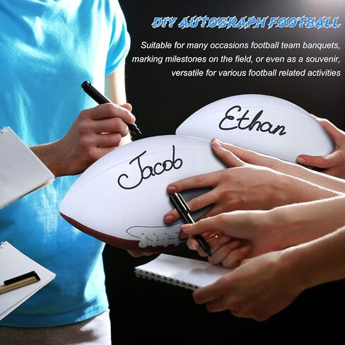 11.02in Blank Autograph Football Size 9 Blank Football with 1 Brown and 3 White Panels Brown Football for Autographs Customized Football Trophy for Rugby Game in Saudi Arabia