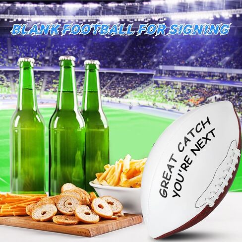11.02in Blank Autograph Football Size 9 Blank Football with 1 Brown and 3 White Panels Brown Football for Autographs Customized Football Trophy for Rugby Game in Saudi Arabia