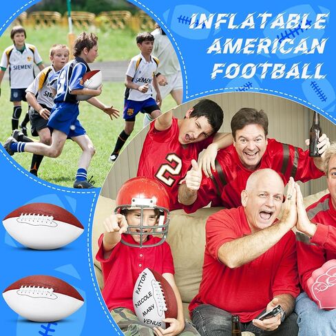 11.02in Blank Autograph Football Size 9 Blank Football with 1 Brown and 3 White Panels Brown Football for Autographs Customized Football Trophy for Rugby Game in Saudi Arabia