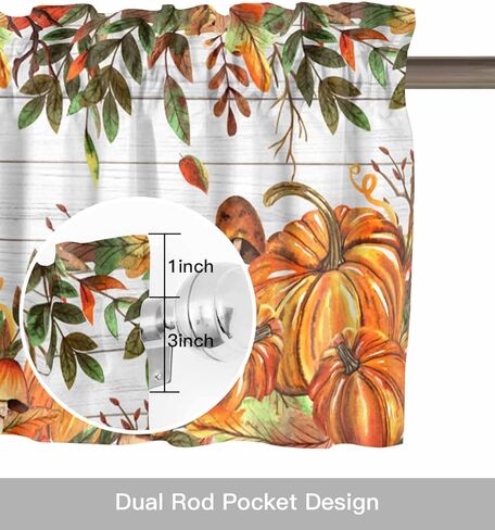 سقوط الشكر الستار الستارة للنوافذ اليقطين قضيب جيب الستارة نافذة العلاجات 1 لوحة الفطر القيقب يترك الخشب الحبوب الستائر القصيرة للمطبخ نوافذ الحمام غرفة نوم 42x12in in Kuwait