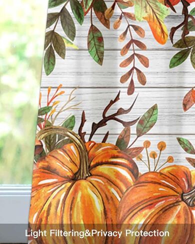 سقوط الشكر الستار الستارة للنوافذ اليقطين قضيب جيب الستارة نافذة العلاجات 1 لوحة الفطر القيقب يترك الخشب الحبوب الستائر القصيرة للمطبخ نوافذ الحمام غرفة نوم 42x12in in Kuwait