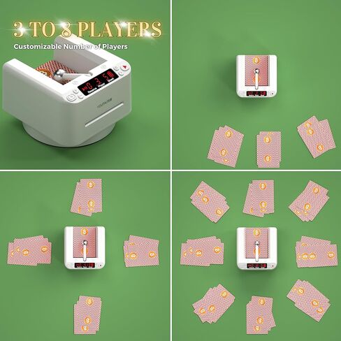 Automatic Card Dealer, Rotating Card Dealer, 2 Decks Auto Dealer for UNO Casino Games, Blackjack Table Poker Accessories, Rechargeable Card Dispenser, Touch to Pause, White in Saudi Arabia