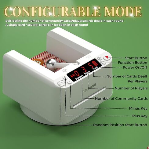 Automatic Card Dealer, Rotating Card Dealer, 2 Decks Auto Dealer for UNO Casino Games, Blackjack Table Poker Accessories, Rechargeable Card Dispenser, Touch to Pause, White in Saudi Arabia