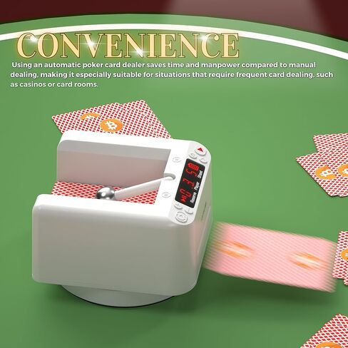 Automatic Card Dealer, Rotating Card Dealer, 2 Decks Auto Dealer for UNO Casino Games, Blackjack Table Poker Accessories, Rechargeable Card Dispenser, Touch to Pause, White in Saudi Arabia