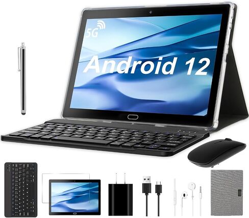 تابلت Android 10 بوصة، 2 في 1 Android 12 Tablet مع لوحة مفاتيح وماوس وقلم رباعي النواة 2.0 جيجا هرتز، 6000 مللي أمبير، كاميرا مزدوجة، ذاكرة وصول عشوائي 8 جيجابايت + ذاكرة تخزين داخلية 64 جيجابايت 512 جيجابايت قابلة للتوسيع، شاشة HD IPS 5G WiFi مع حافظة in Saudi Arabia
