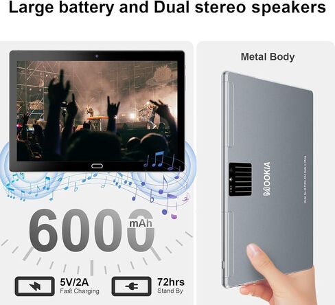 تابلت Android 10 بوصة، 2 في 1 Android 12 Tablet مع لوحة مفاتيح وماوس وقلم رباعي النواة 2.0 جيجا هرتز، 6000 مللي أمبير، كاميرا مزدوجة، ذاكرة وصول عشوائي 8 جيجابايت + ذاكرة تخزين داخلية 64 جيجابايت 512 جيجابايت قابلة للتوسيع، شاشة HD IPS 5G WiFi مع حافظة in Saudi Arabia