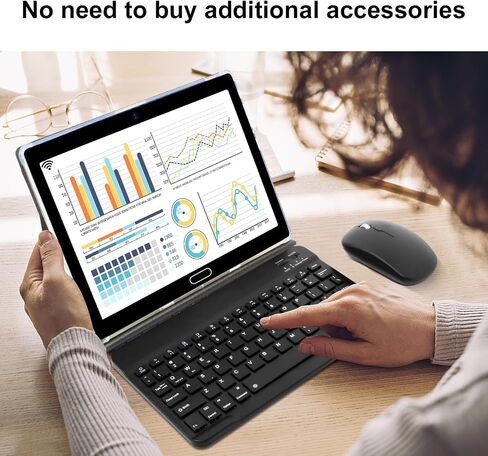 تابلت Android 10 بوصة، 2 في 1 Android 12 Tablet مع لوحة مفاتيح وماوس وقلم رباعي النواة 2.0 جيجا هرتز، 6000 مللي أمبير، كاميرا مزدوجة، ذاكرة وصول عشوائي 8 جيجابايت + ذاكرة تخزين داخلية 64 جيجابايت 512 جيجابايت قابلة للتوسيع، شاشة HD IPS 5G WiFi مع حافظة in Saudi Arabia
