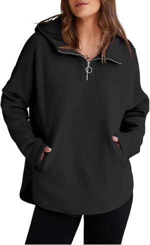 BLENCOT Women Casual Quarter Zip Pullover Hoodie Long Sleeve Half Zipper Sweatshirts Hooded Trendy Fall Outfits With Pockets in Saudi Arabia