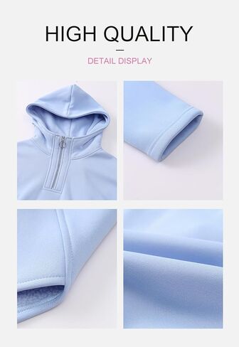 BLENCOT المرأة عادية الربع البريدي كنزة قطيفة كم طويل نصف سستة بلوزات مقنعين ملابس الخريف العصرية مع جيوب in Kuwait