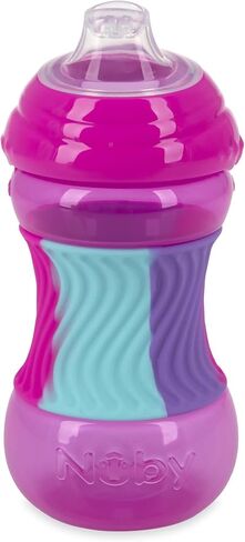 Nuby No Spill Sili Bands 10oz Soft Spout Cup with Textured Easy Grip Silicone Band - Aqua in Saudi Arabia