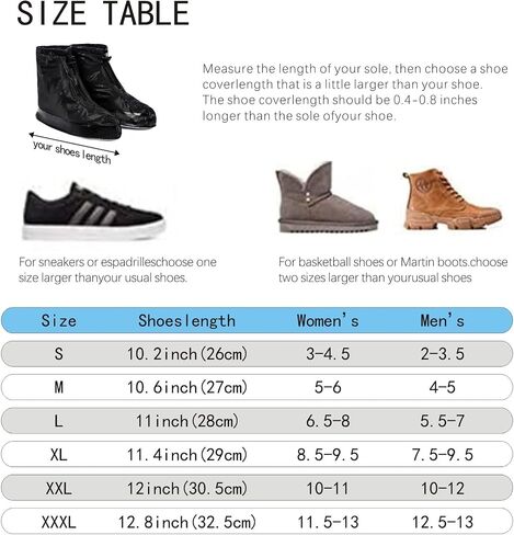 Shoe Covers with Zipper Version Waterproof Shoe Covers Reusable Cycling Galoshes for Rainy and Snowy Outdoors Garden etc, Rain Boots for Men Women Kid(Black, Large) in Saudi Arabia