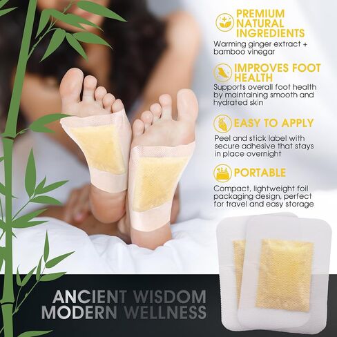 Deep Cleansing Foot Pads for Better Sleep | Natural Bamboo Vinegar and Ginger Foot Pads | Premium Japanese Foot Patches for Stress Relief | 20 pads in Saudi Arabia