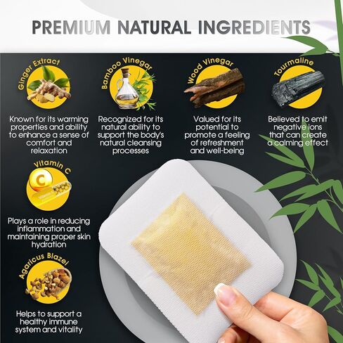 Deep Cleansing Foot Pads for Better Sleep | Natural Bamboo Vinegar and Ginger Foot Pads | Premium Japanese Foot Patches for Stress Relief | 20 pads in Saudi Arabia