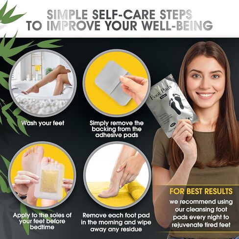 Deep Cleansing Foot Pads for Better Sleep | Natural Bamboo Vinegar and Ginger Foot Pads | Premium Japanese Foot Patches for Stress Relief | 20 pads in Saudi Arabia
