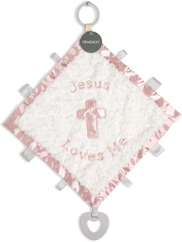 DEMDACO Jesus Loves Me Blue 19 Inch Soft Polyester Engaging Activity Baby Blanket Blankie in Saudi Arabia
