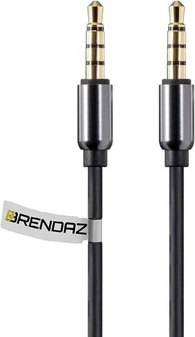 BRENDAZ Auxiliary AUX 3.5mm TRRS Audio & Microphone Cable, Universal 4-Conductor Stereo Cord for Smartphone, Headphone, Microphone, PC, Car Stereo to Connect 3.5mm Enabled Devices (3-Feet) in Saudi Arabia