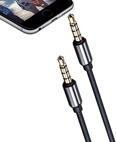 BRENDAZ Auxiliary AUX 3.5mm TRRS Audio & Microphone Cable, Universal 4-Conductor Stereo Cord for Smartphone, Headphone, Microphone, PC, Car Stereo to Connect 3.5mm Enabled Devices (3-Feet) in Saudi Arabia