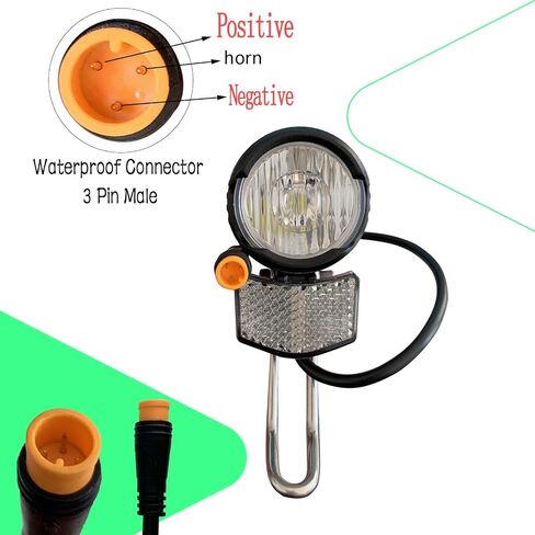 Electric Bike Headlight for Night Riding 3 Pins Connector LED Front Light - 12V 24V 36V 48V 60V Waterproof Ultra Bright Bike Safety Light for EBike Mounting on Front Fork in Saudi Arabia
