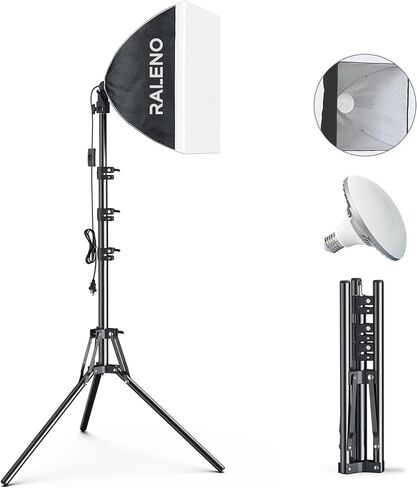 RALENO Softbox Lighting Kit, 16'' x 16'' Photography Studio Equipment with LED Bulb (50W | 5500K | 97 CRI | TLCI≥97), Continuous Lighting for Video Recording & Photography Shooting | Model: PS075 in Saudi Arabia