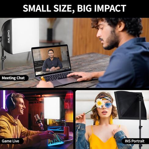 RALENO Softbox Lighting Kit, 16'' x 16'' Photography Studio Equipment with LED Bulb (50W | 5500K | 97 CRI | TLCI≥97), Continuous Lighting for Video Recording & Photography Shooting | Model: PS075 in Saudi Arabia