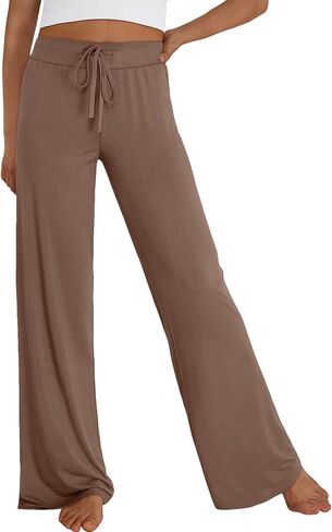 Trendy Queen Wide Leg Pants Woman Casual Yoga Pants Baggy Lounge Sweatpants Flare High Waisted Leggings with Drawstring in Saudi Arabia