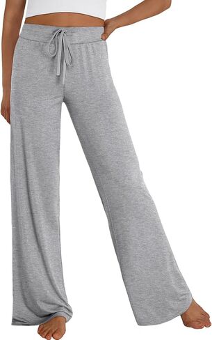 Trendy Queen Wide Leg Pants Woman Casual Yoga Pants Baggy Lounge Sweatpants Flare High Waisted Leggings with Drawstring in Saudi Arabia