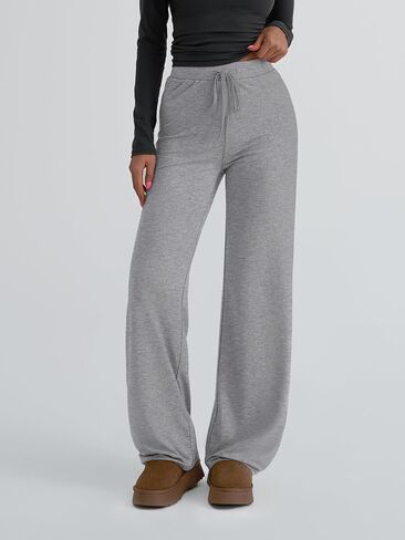 Trendy Queen Wide Leg Pants Woman Casual Yoga Pants Baggy Lounge Sweatpants Flare High Waisted Leggings with Drawstring in Saudi Arabia