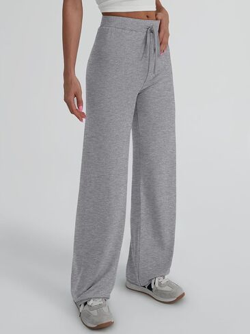 Trendy Queen Wide Leg Pants Woman Casual Yoga Pants Baggy Lounge Sweatpants Flare High Waisted Leggings with Drawstring in Saudi Arabia