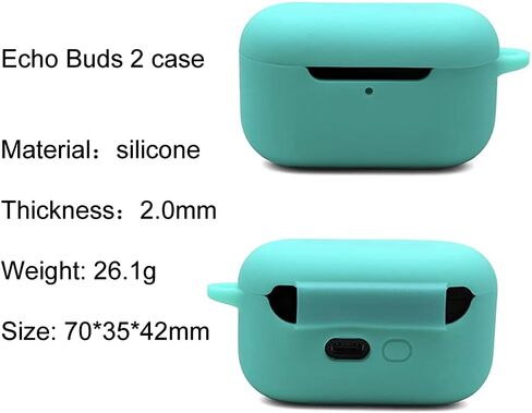 Silicone Case for Echo Buds 2nd, Shockproof Protective Echo Buds 2 Case Cover with Keychain. (Black) in Saudi Arabia